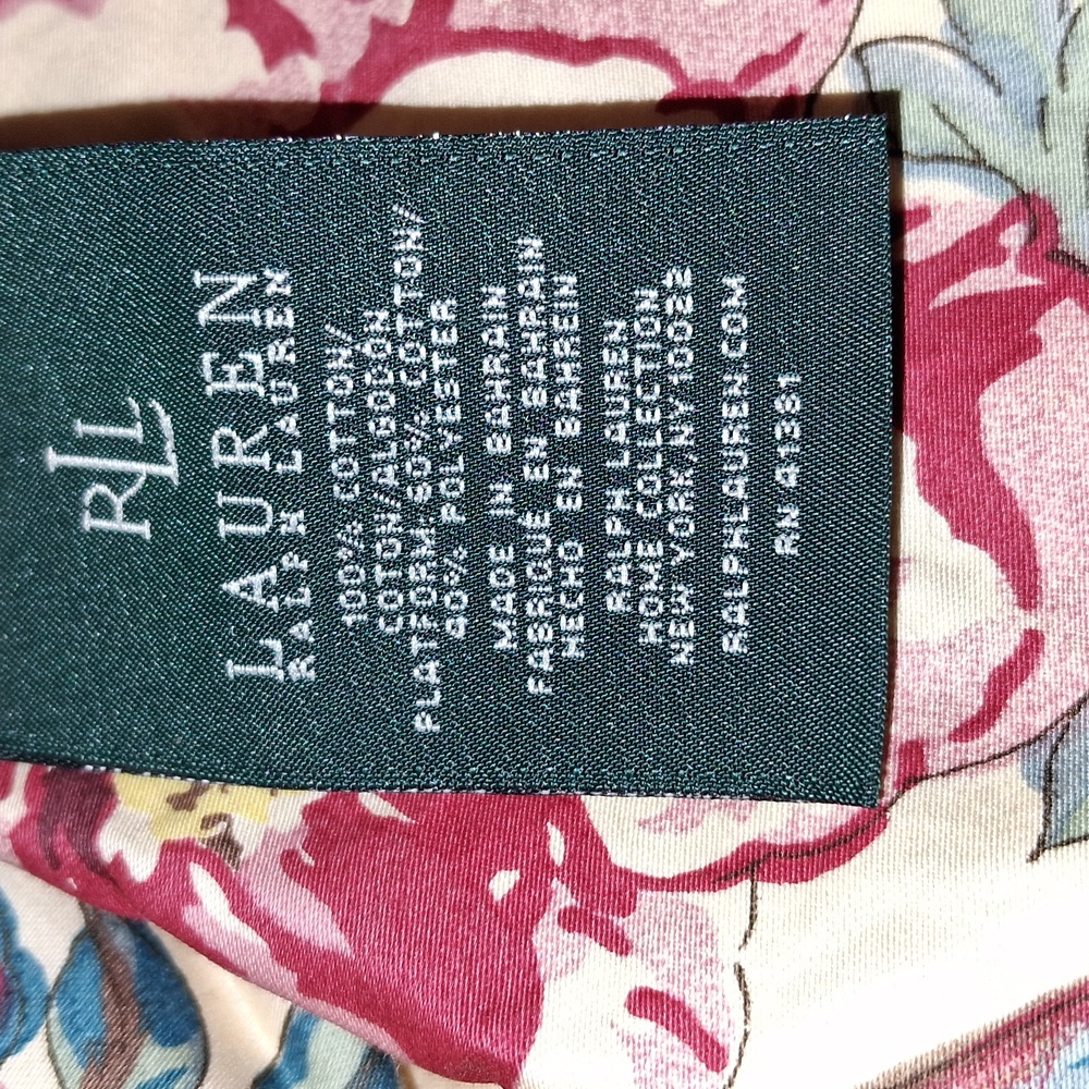 Ralph Lauren Floral Cream Blue Pink Decorative Bedding Bedskirt - Picture 2 of 4